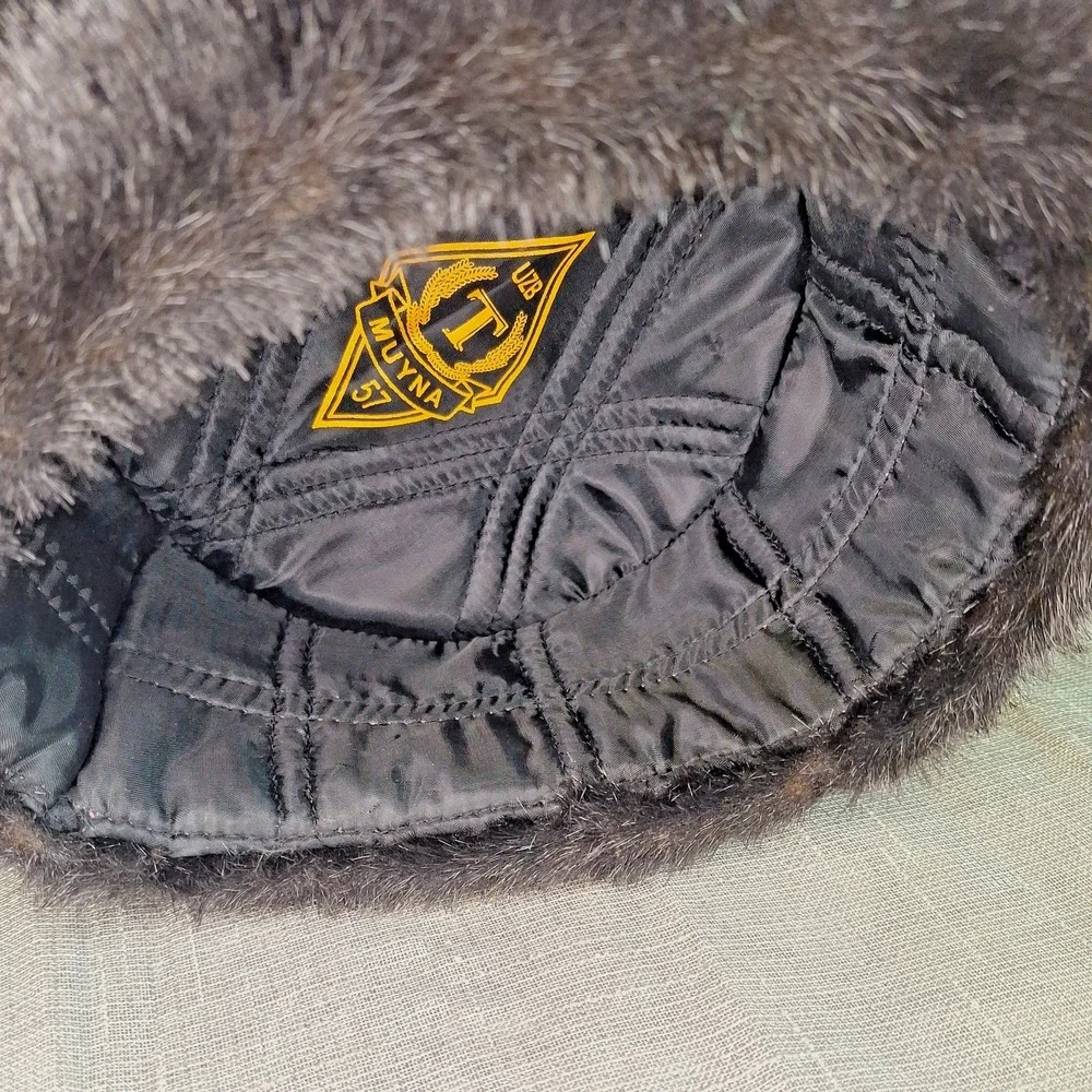 Authentic Faux Fur Black Ushanka Hat Russian Military style UZB Muyna Uzbekistan